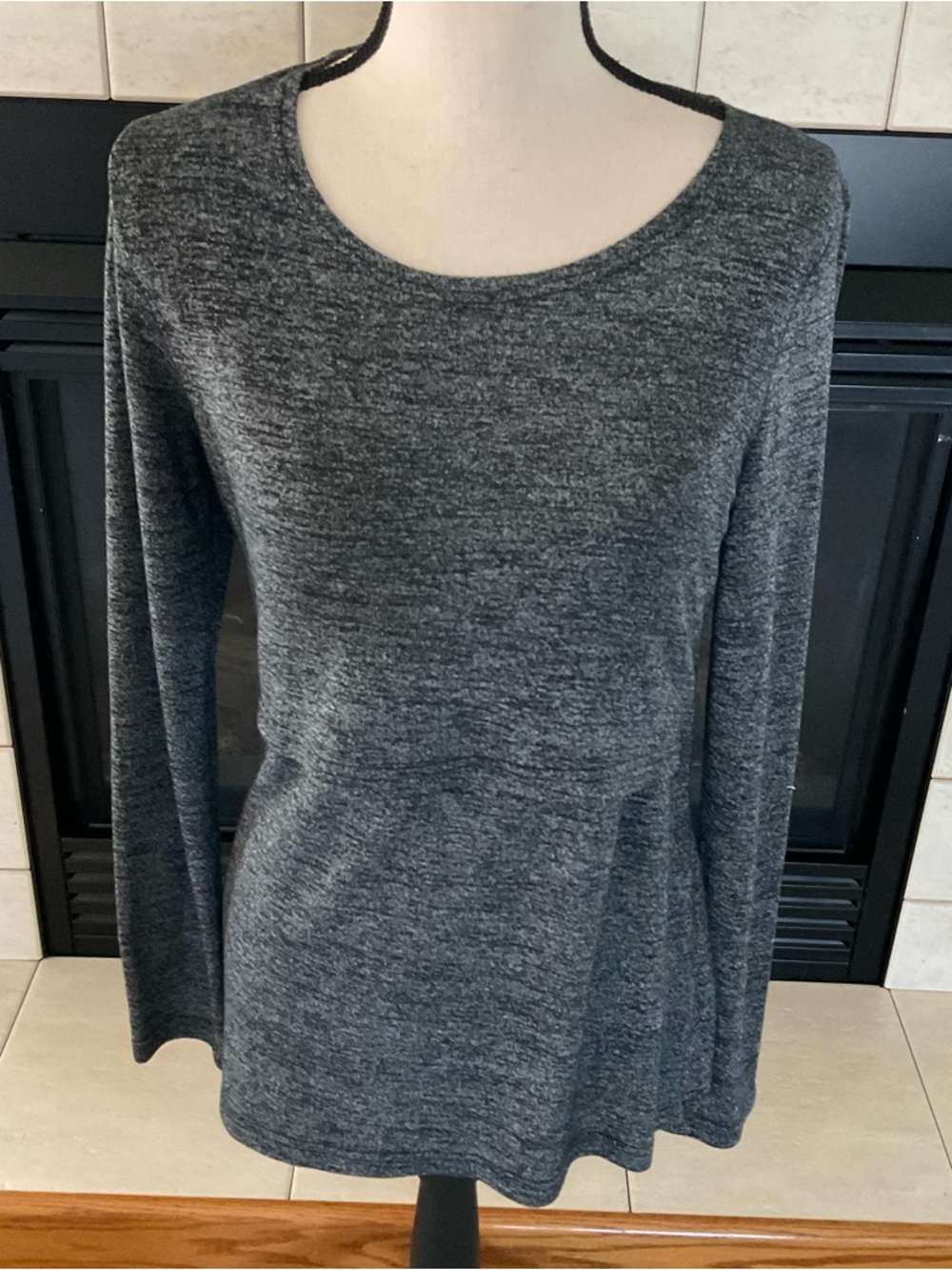 Bears land Gray/Black Long Sleeve T Shirt Nursing Top, Maternity, Sz S